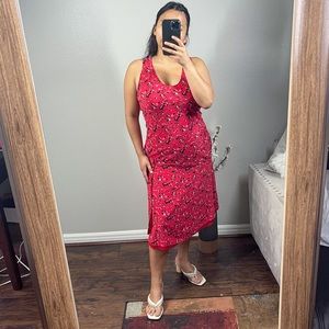 Jason Wu Silk Red Floral A-line Cadmium Midi Dress Size 6